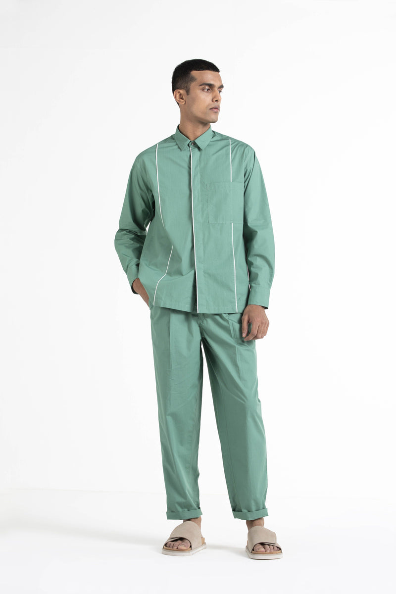 Piping Detail Shirt Co-ord Co-ord Set by THREE Men for men in Singapore