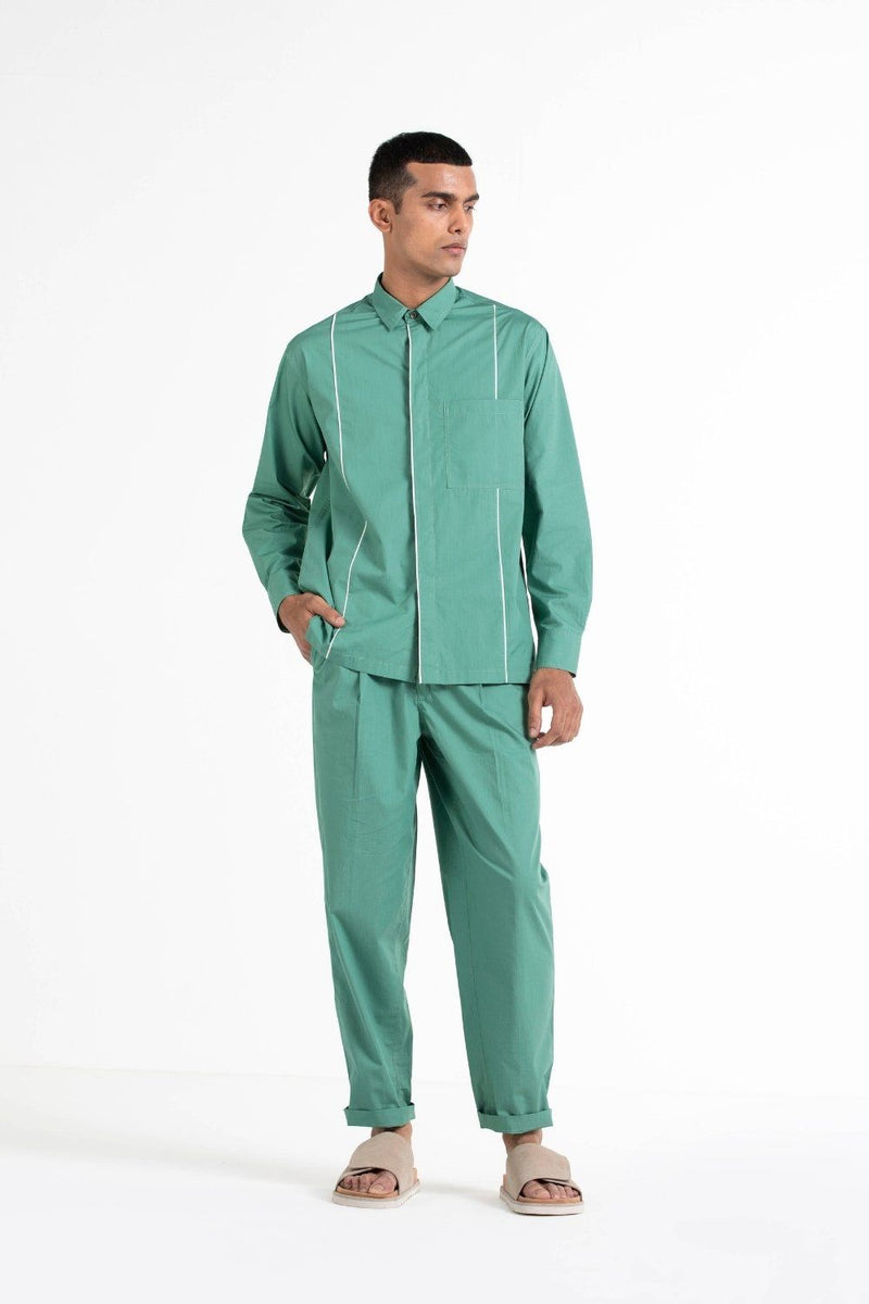 Piping Detail Shirt Co-ord Co-ord Set by THREE Men for men in Singapore