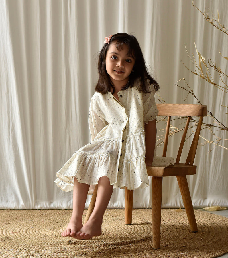Polka Rush Frock Dress by Khara Kapas Kids for kids in Singapore