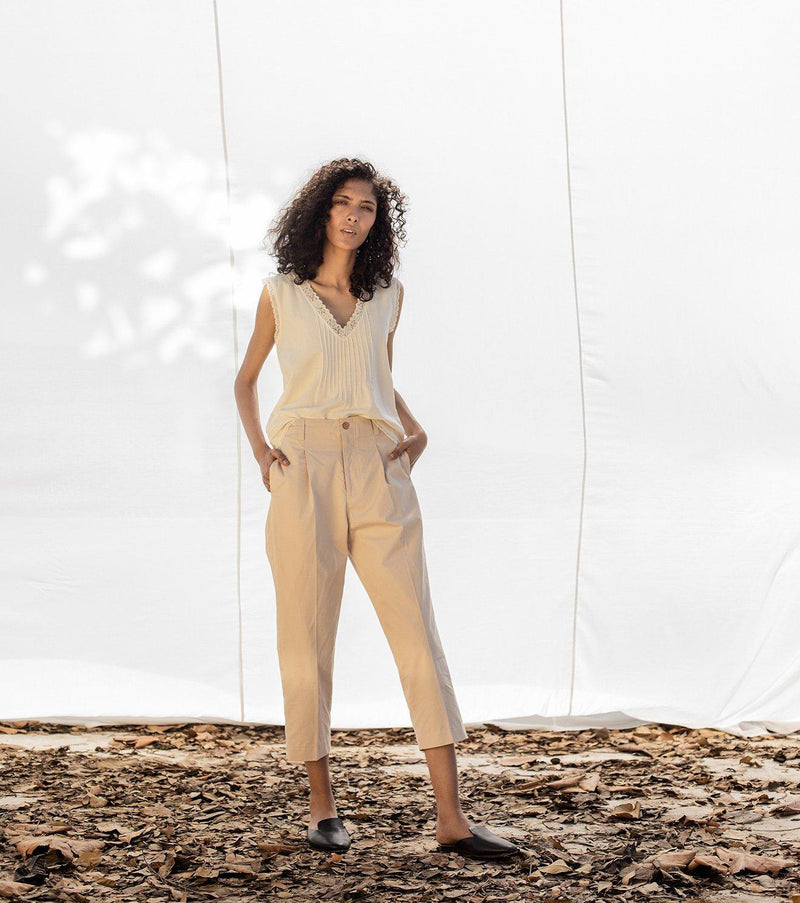 Rambling Cropped Trouser Bottoms by Khara Kapas for women in Singapore