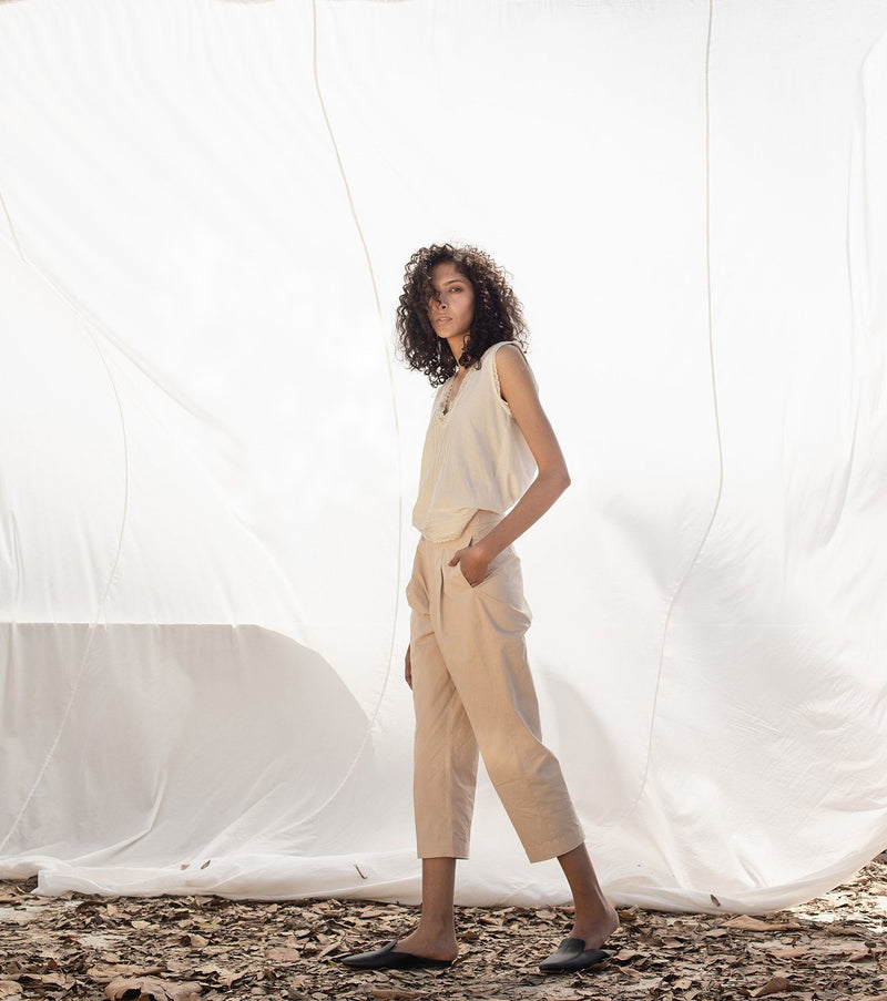 Rambling Cropped Trouser Bottoms by Khara Kapas for women in Singapore