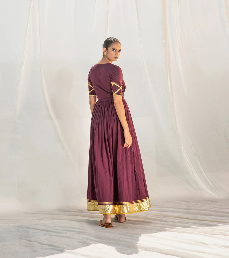 Rangmanch Pleated Gown Indo-Western Wear by Khara Kapas for women in Singapore