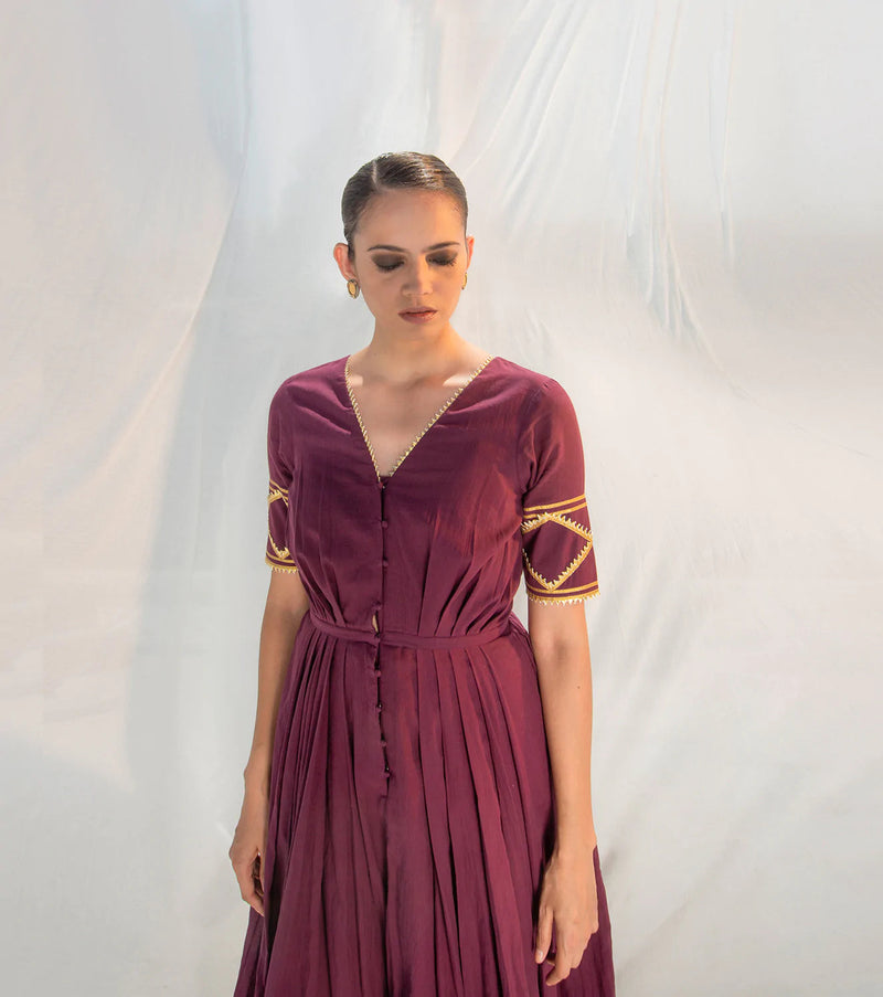 Rangmanch Pleated Gown Indo-Western Wear by Khara Kapas for women in Singapore