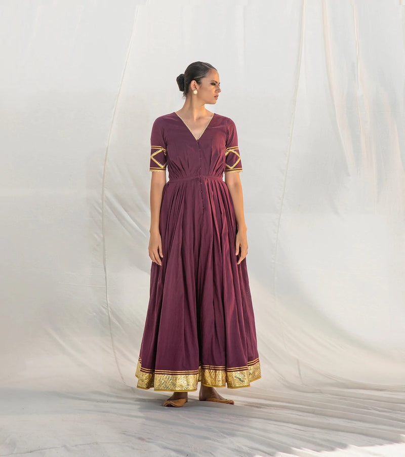 Rangmanch Pleated Gown Indo-Western Wear by Khara Kapas for women in Singapore