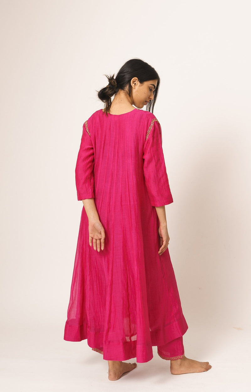 Rani Pink Aayat Kurta and Pant Set with Resham and Dabka Embroidery Fashion DOT