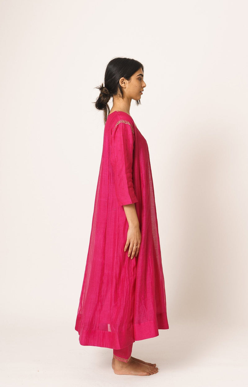 Rani Pink Aayat Kurta and Pant Set with Resham and Dabka Embroidery Fashion DOT