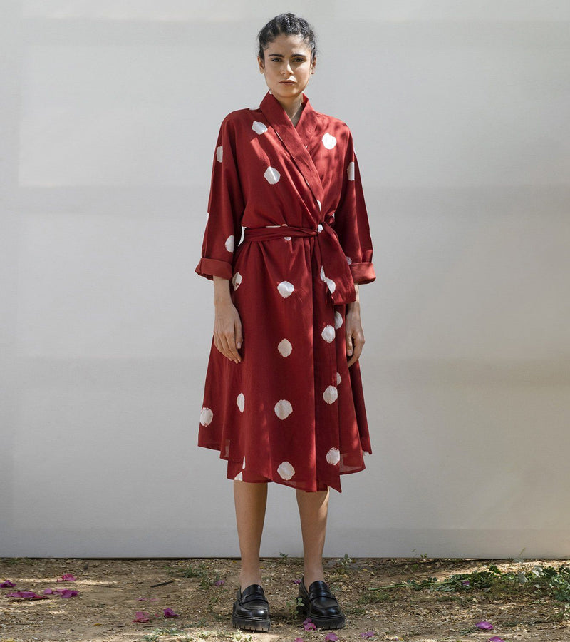 Red Cedar Wrap Dress Dress by Khara Kapas for women in Singapore