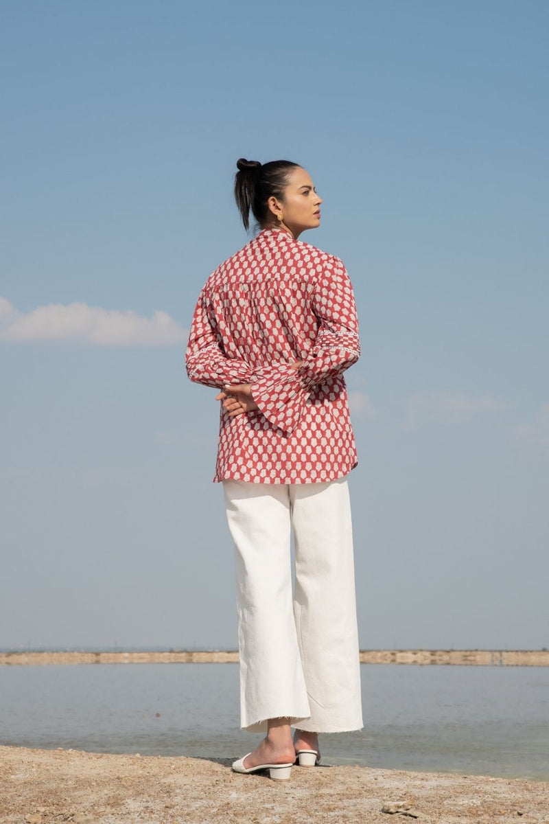 Red Lotus Blouson Top Fashion Marche