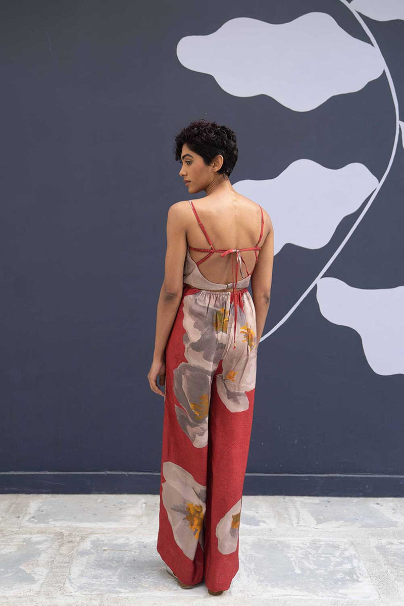 RED POPPIES JUMPSUIT Indo-Western Wear by Yam for women in Singapore