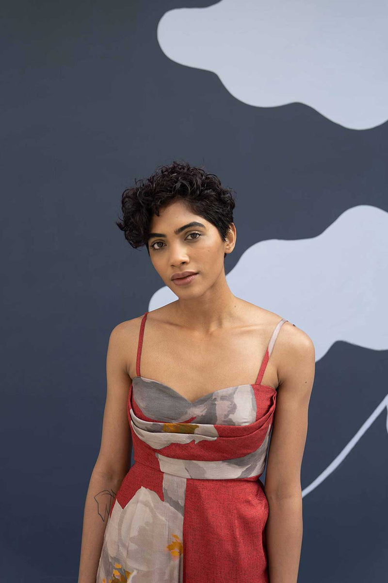 RED POPPIES JUMPSUIT Indo-Western Wear by Yam for women in Singapore