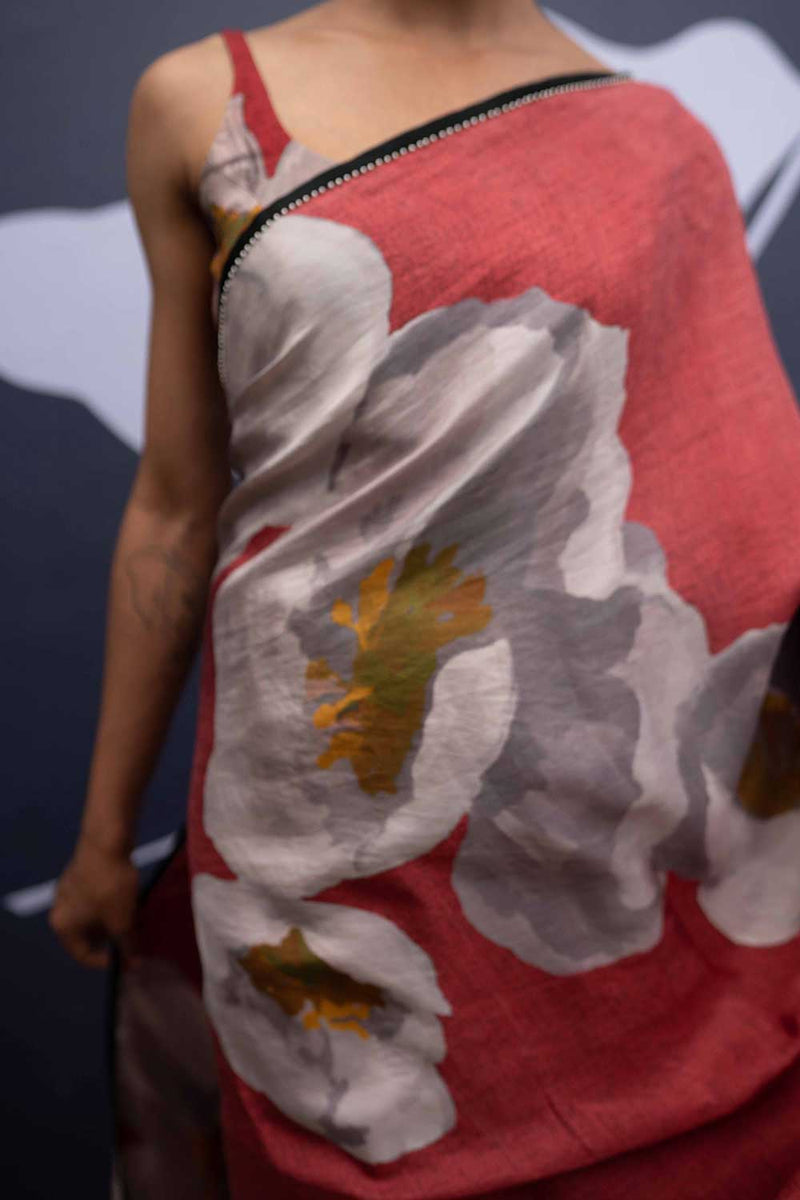 RED POPPIES SAREE Sarees by Yam for women in Singapore