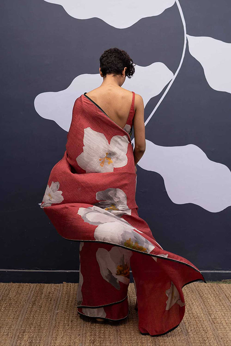 RED POPPIES SAREE Sarees by Yam for women in Singapore