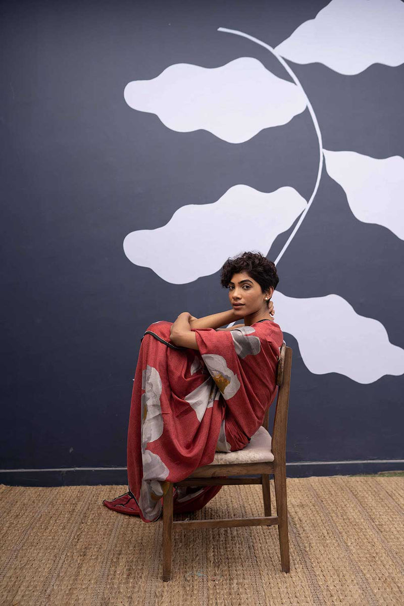 RED POPPIES SAREE Sarees by Yam for women in Singapore