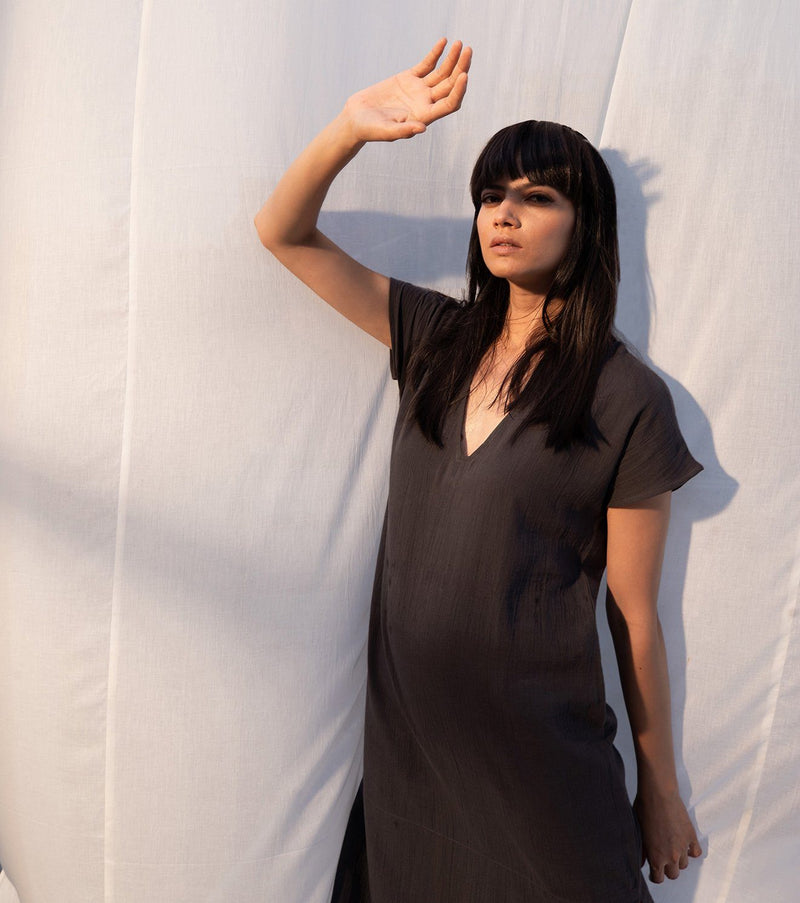 Regur Dress by Khara Kapas in black for women in Singapore