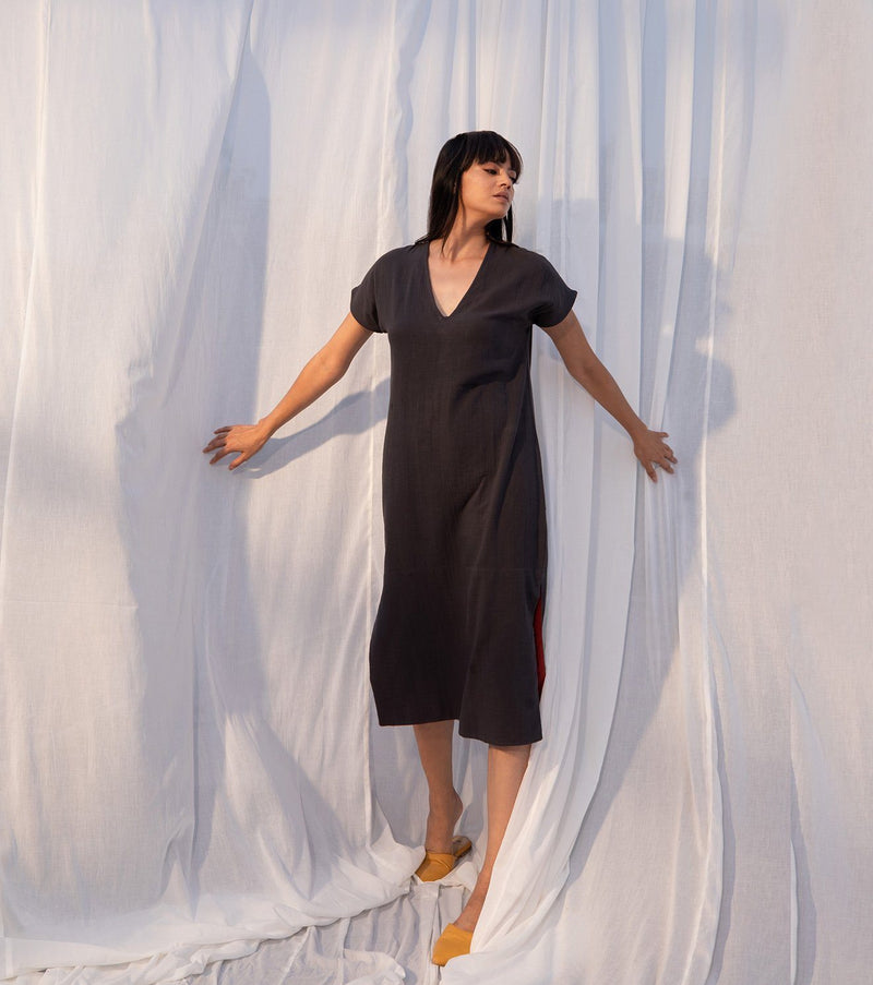 Regur Dress by Khara Kapas in black for women in Singapore