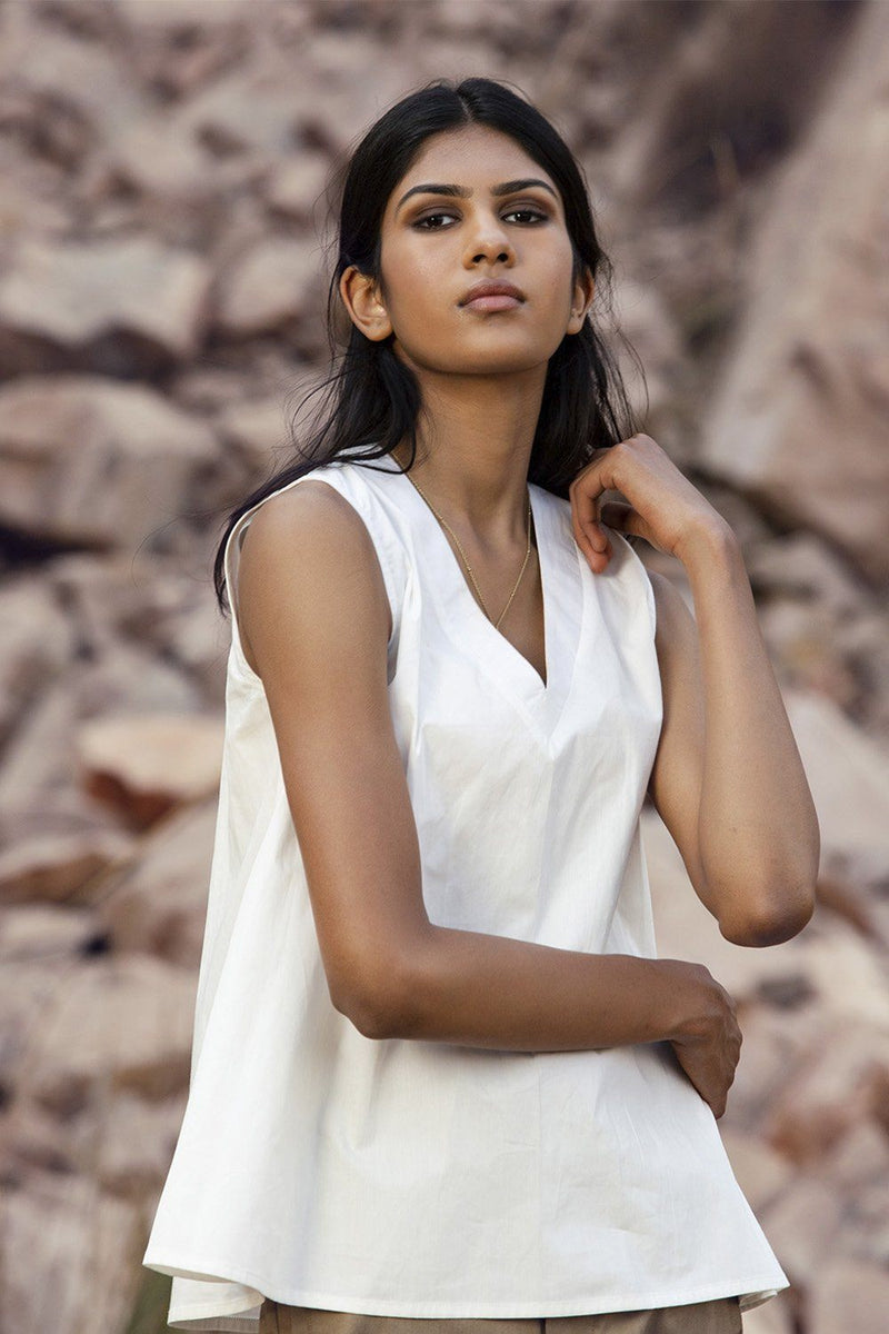 Reservations Top & Tunics by Khara Kapas in white for women in Singapore