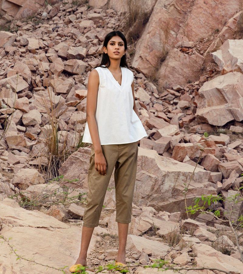 Reservations Top & Tunics by Khara Kapas in white for women in Singapore