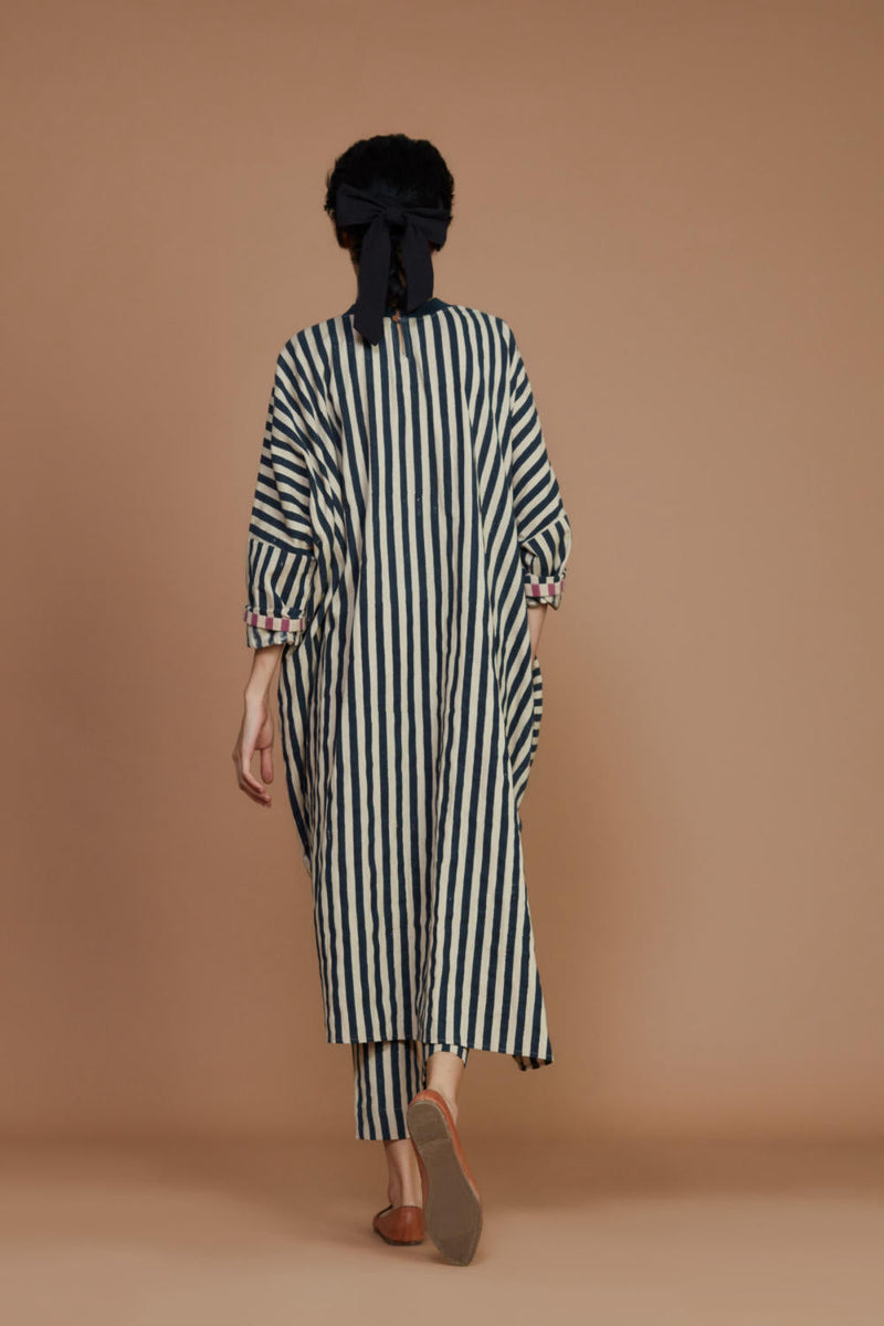 Ribbed Cowl Tunic Striped Ivory Co-Ord Set Co-ord Set,Dress by Mati for women in Singapore