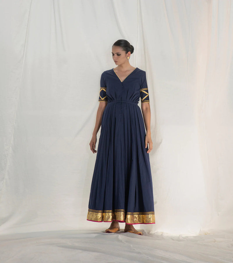 Rohma Pleated Gown Indo-Western Wear by Khara Kapas for women in Singapore