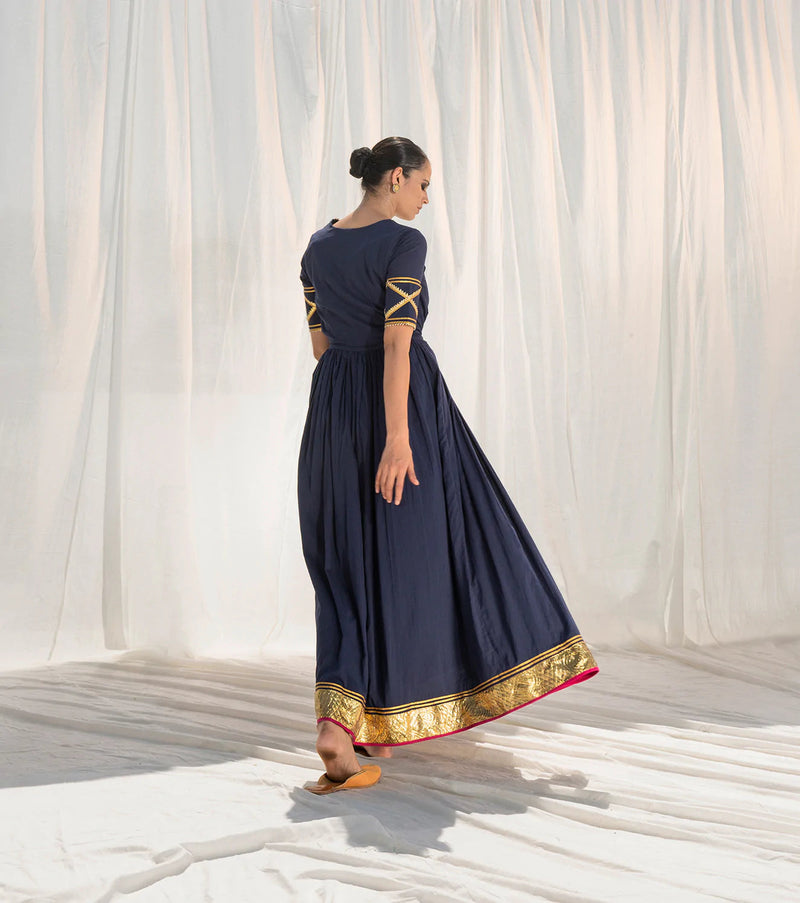 Rohma Pleated Gown Indo-Western Wear by Khara Kapas for women in Singapore