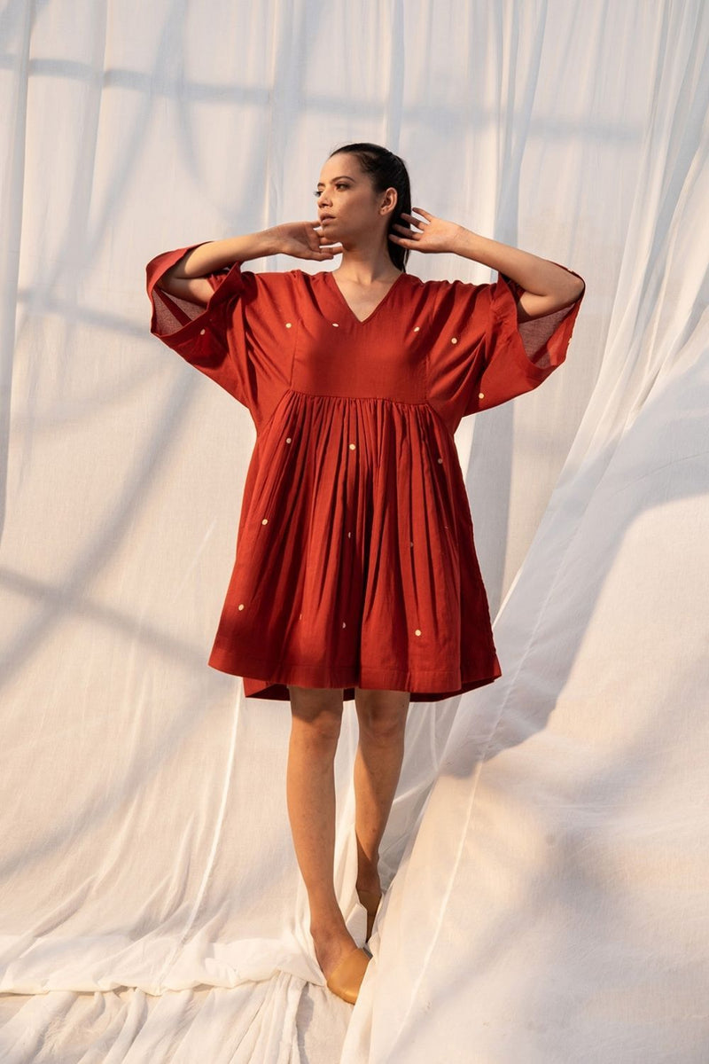 Rosa Dress by Khara Kapas in red for women in Singapore