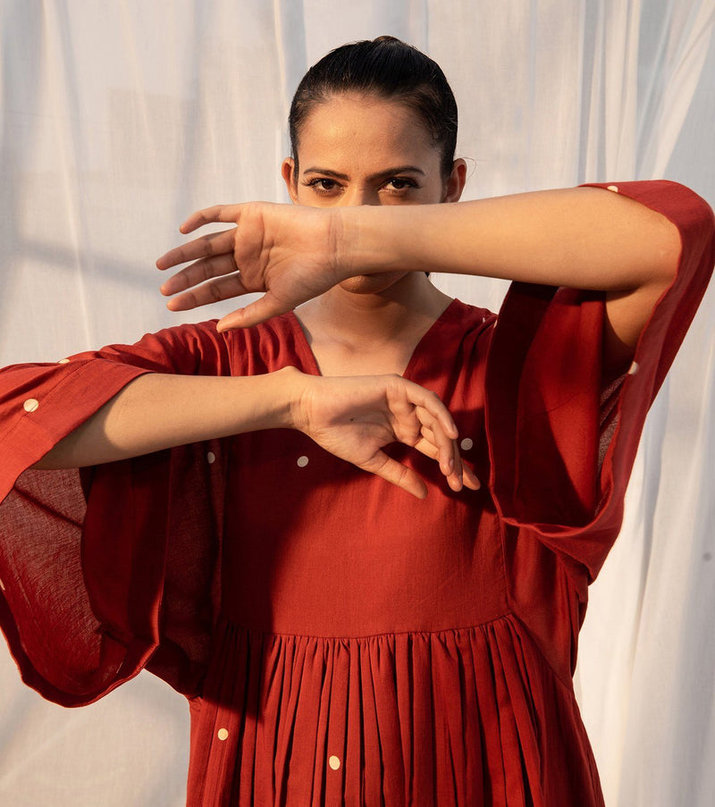 Rosa Dress by Khara Kapas in red for women in Singapore