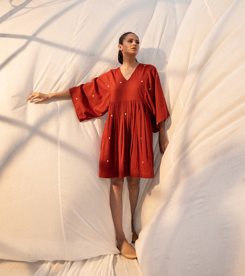 Rosa Dress by Khara Kapas in red for women in Singapore