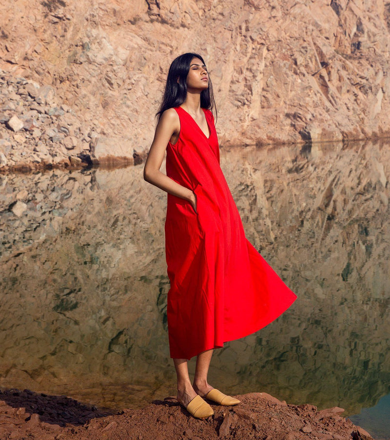 Roses Are Red Dress by Khara Kapas in red for women in Singapore