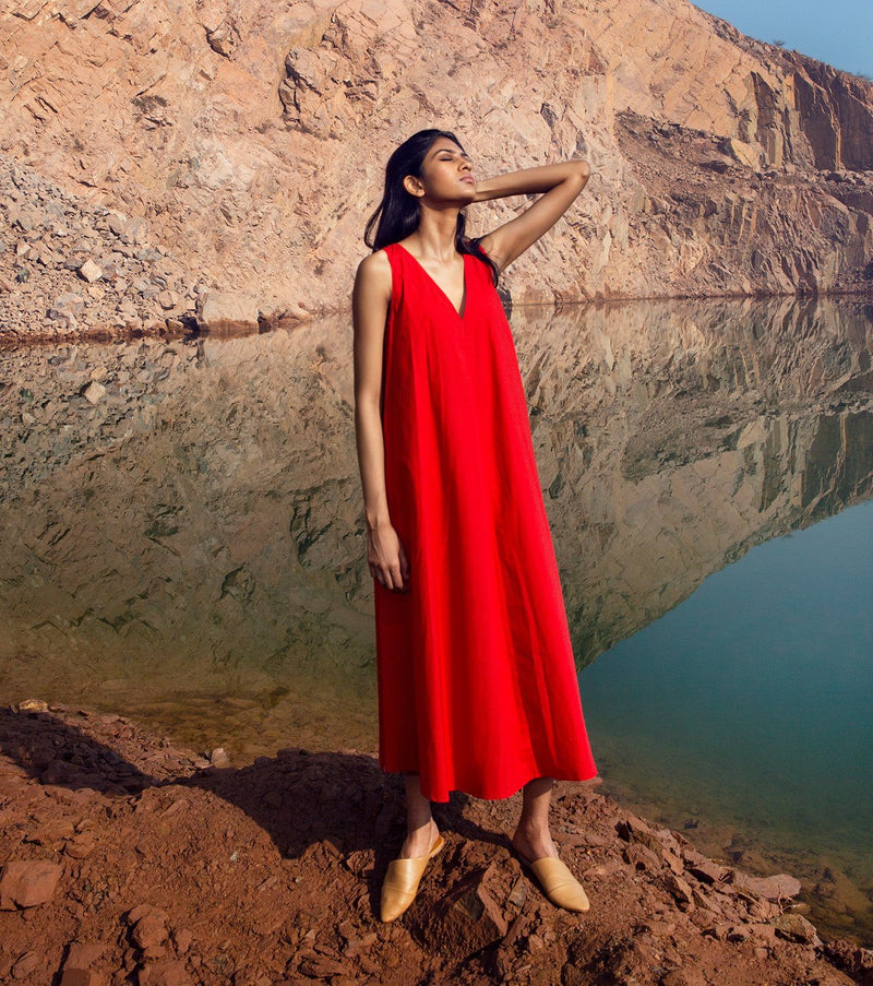 Roses Are Red Dress by Khara Kapas in red for women in Singapore