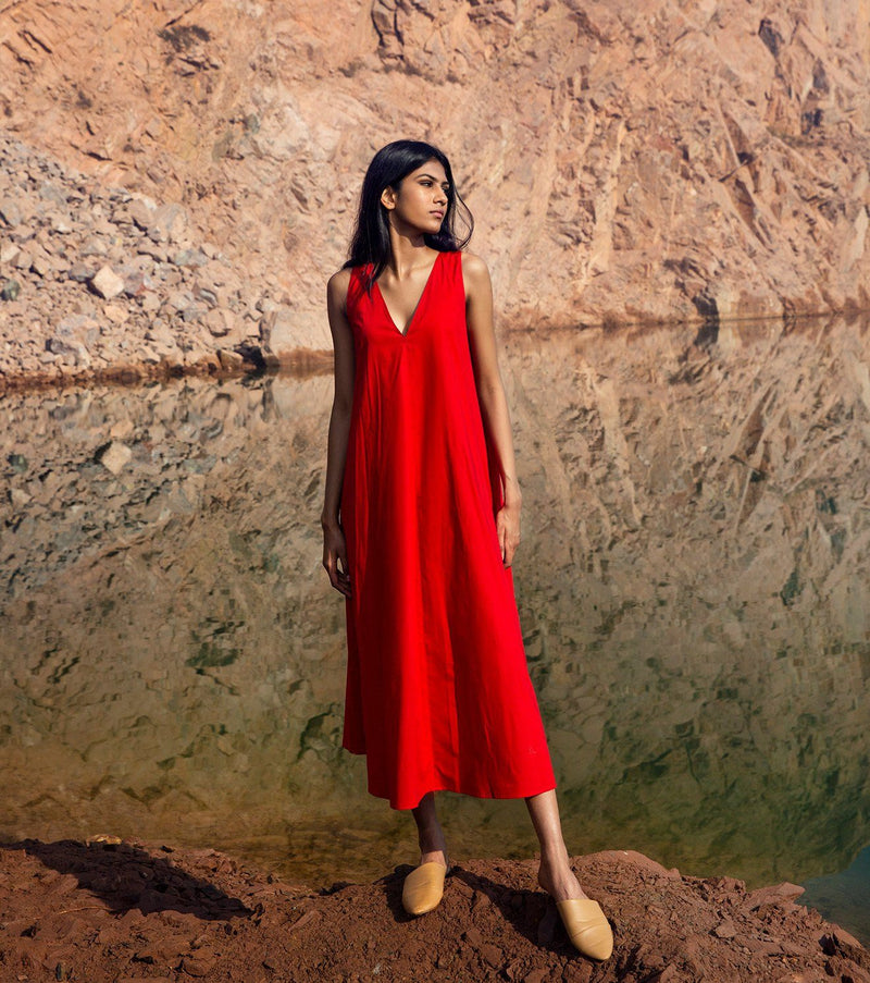 Roses Are Red Dress by Khara Kapas in red for women in Singapore