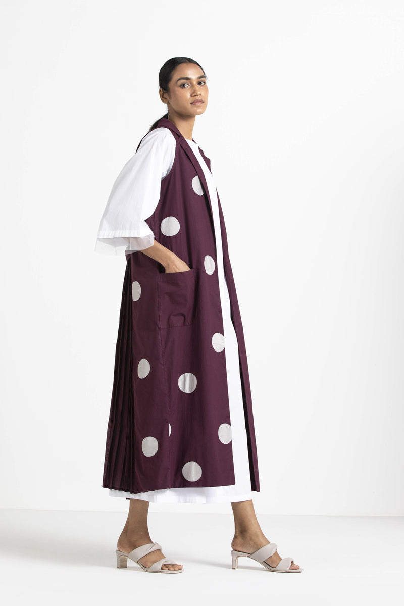Round Neck Dress - White linen Dress by THREE for women in Singapore