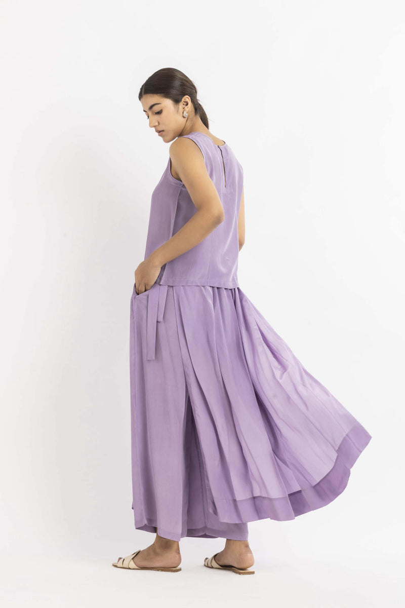 Round Neck Top Co-ord Lavender Bottoms,Co-ord Set,Top & Tunics by THREE for women in Singapore