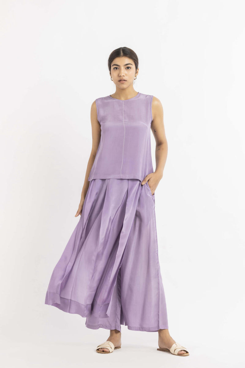 Round Neck Top Co-ord Lavender Bottoms,Co-ord Set,Top & Tunics by THREE for women in Singapore