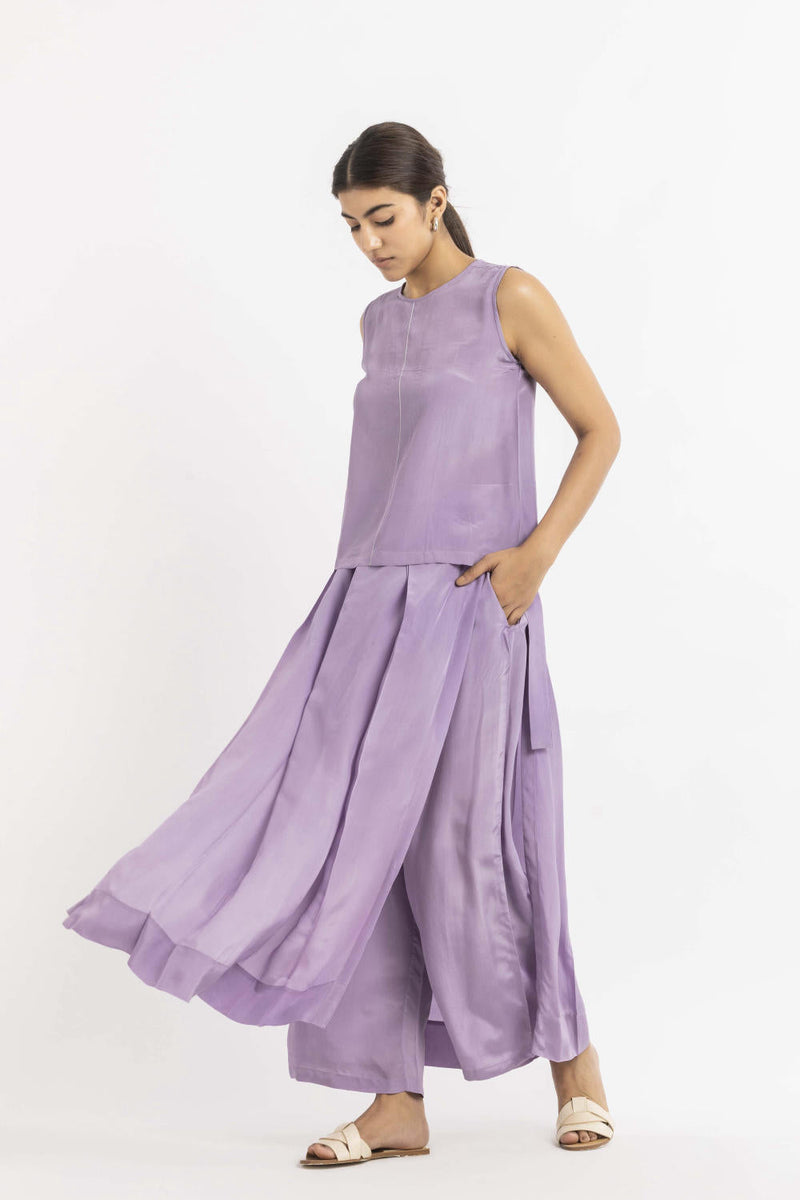 Round Neck Top Co-ord Lavender Bottoms,Co-ord Set,Top & Tunics by THREE for women in Singapore