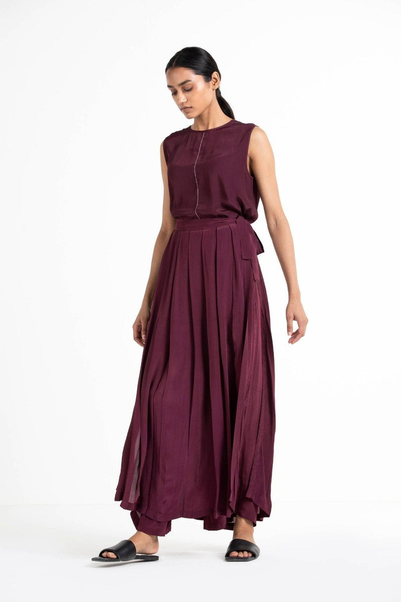 Round Neck Top Co-ord (Set of 2) linen Co-ord Set,Top & Tunics by THREE for women in Singapore