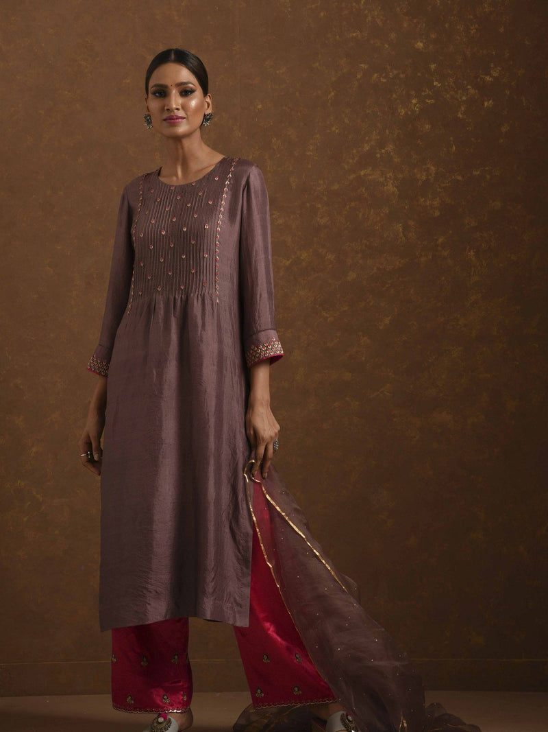 Ruhani Mocha-Pink Kurta Set Fashion Priti Prashant 