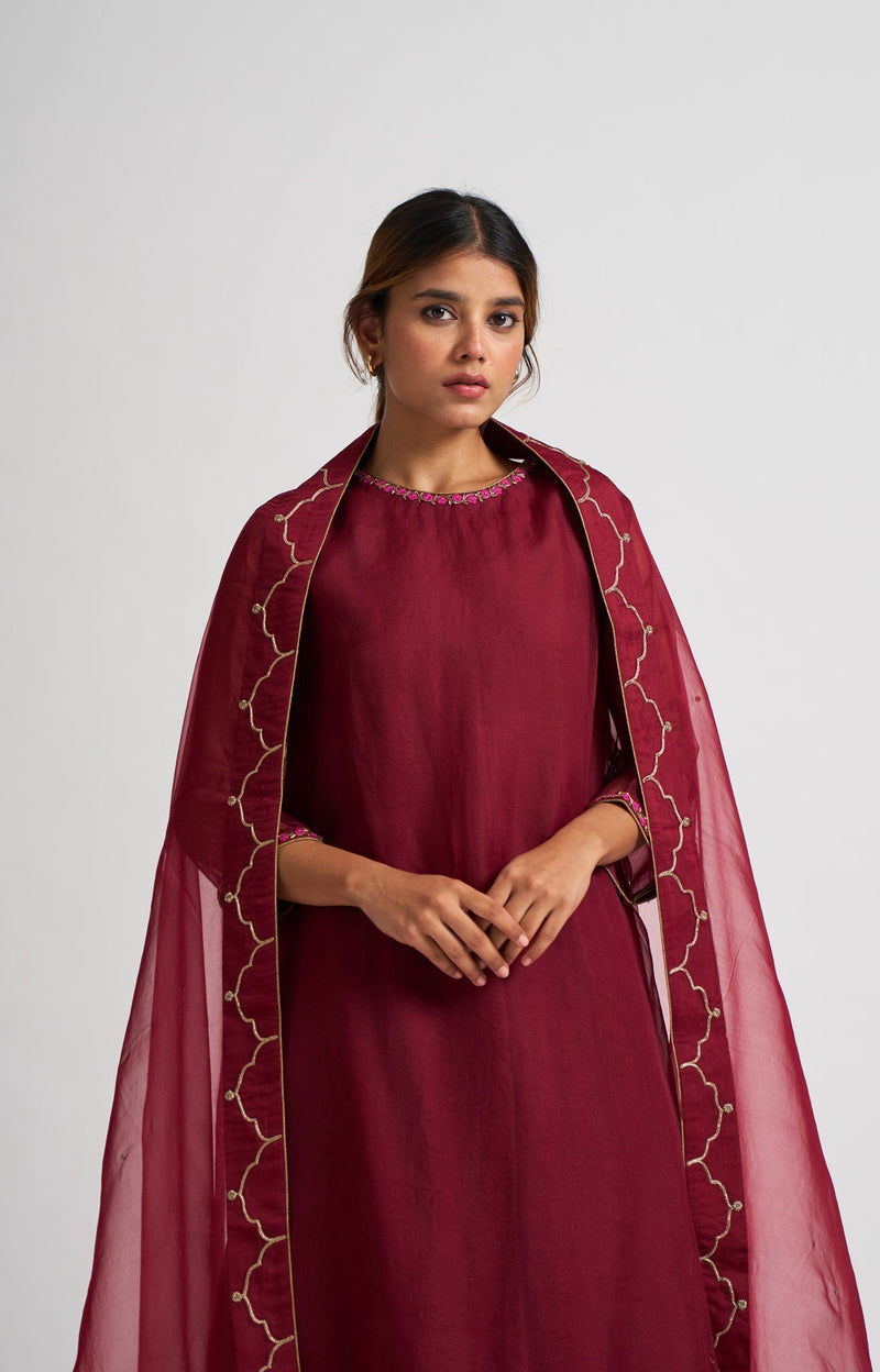 Safeena Maroon Kurta Set Fashion DOT