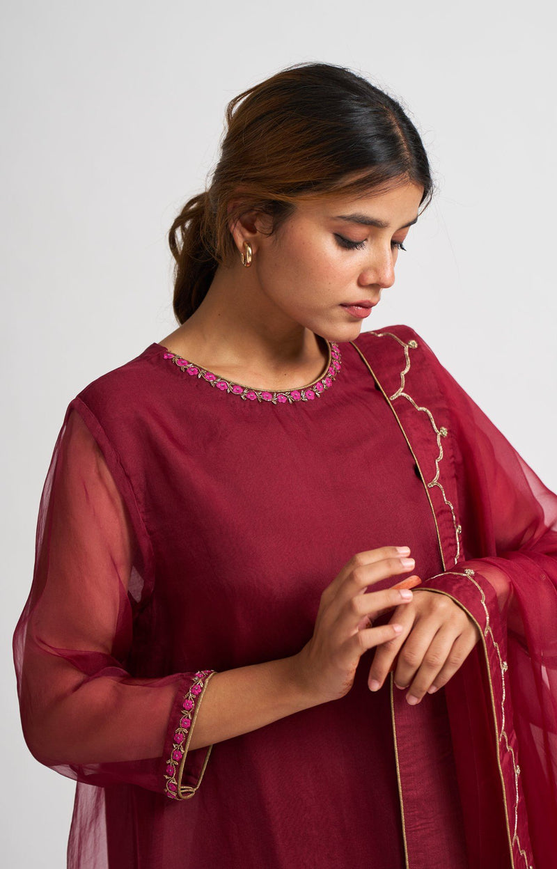 Safeena Maroon Kurta Set Fashion DOT