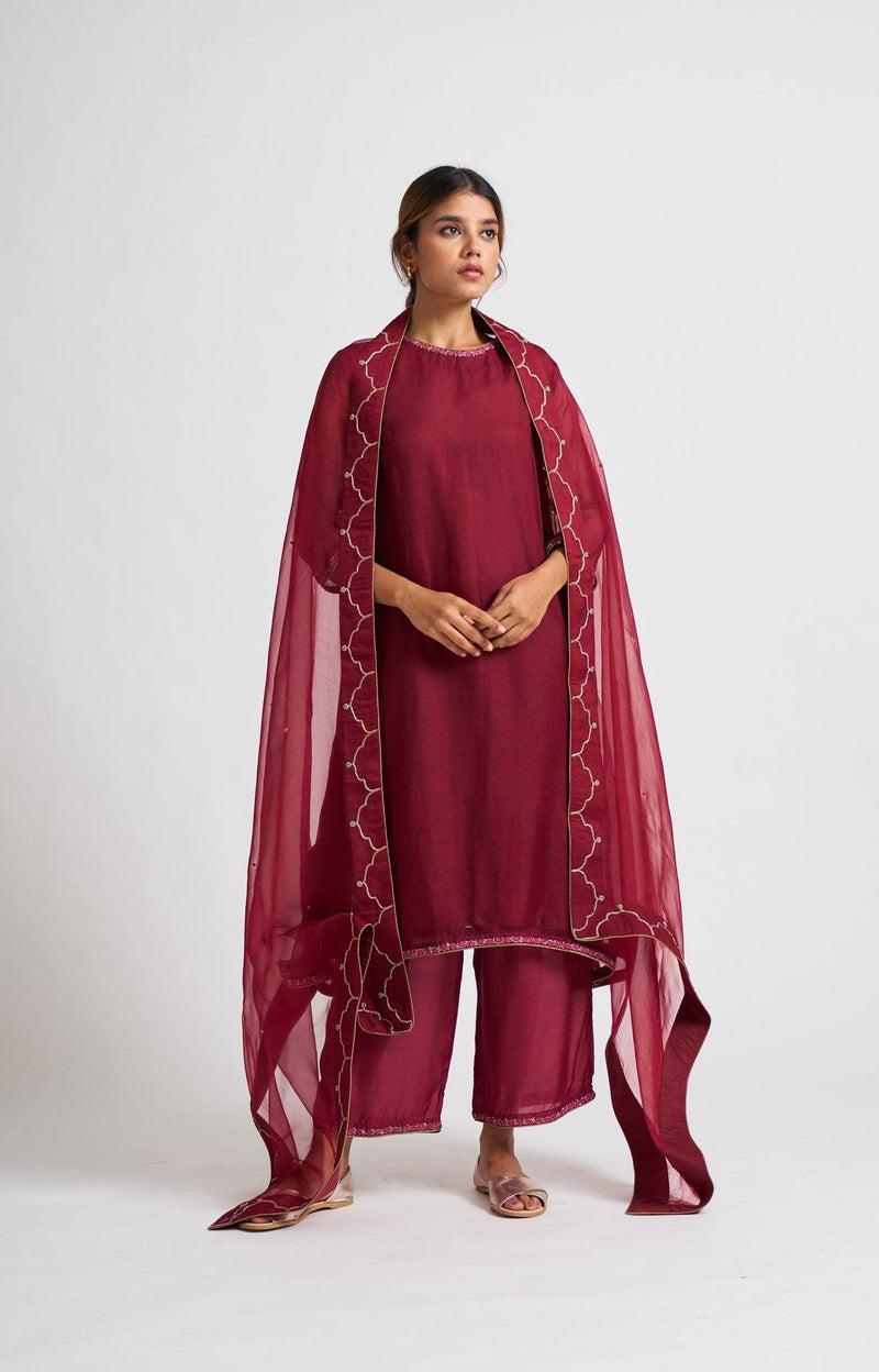 Safeena Maroon Kurta Set Fashion DOT