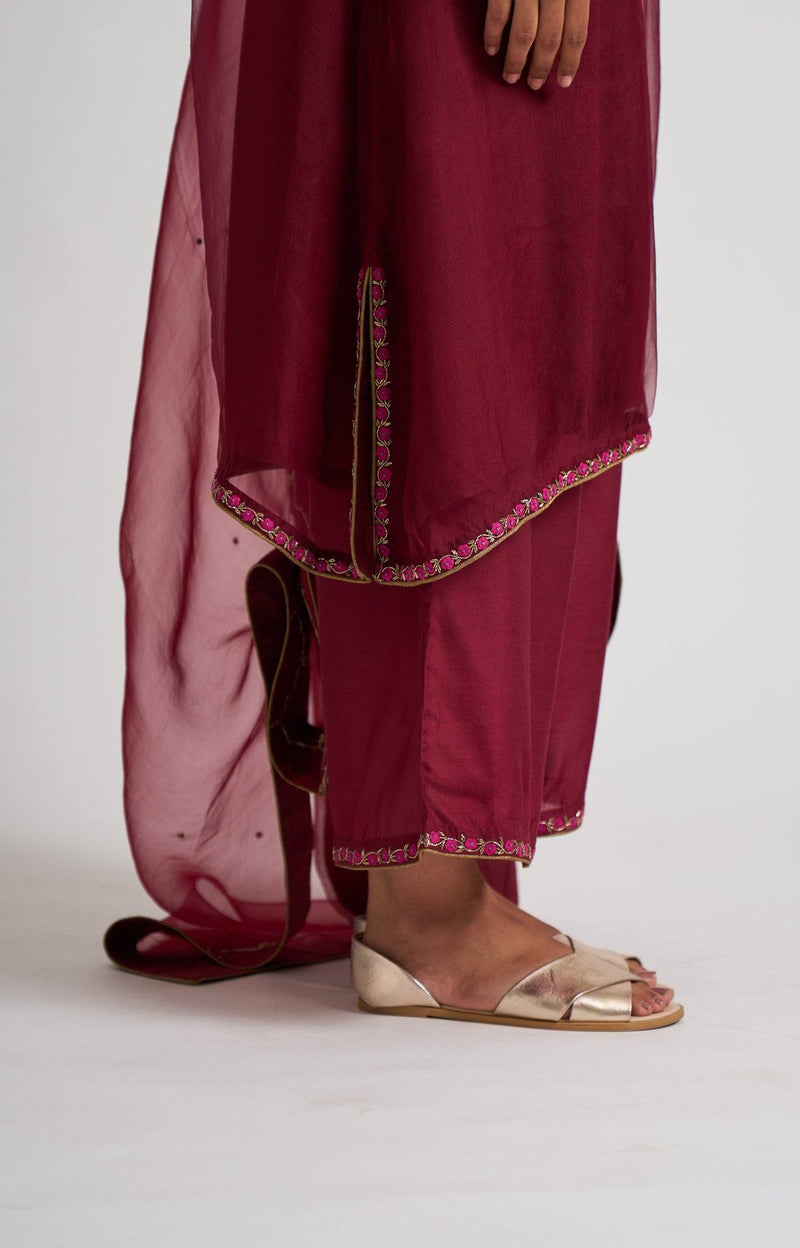 Safeena Maroon Kurta Set Fashion DOT