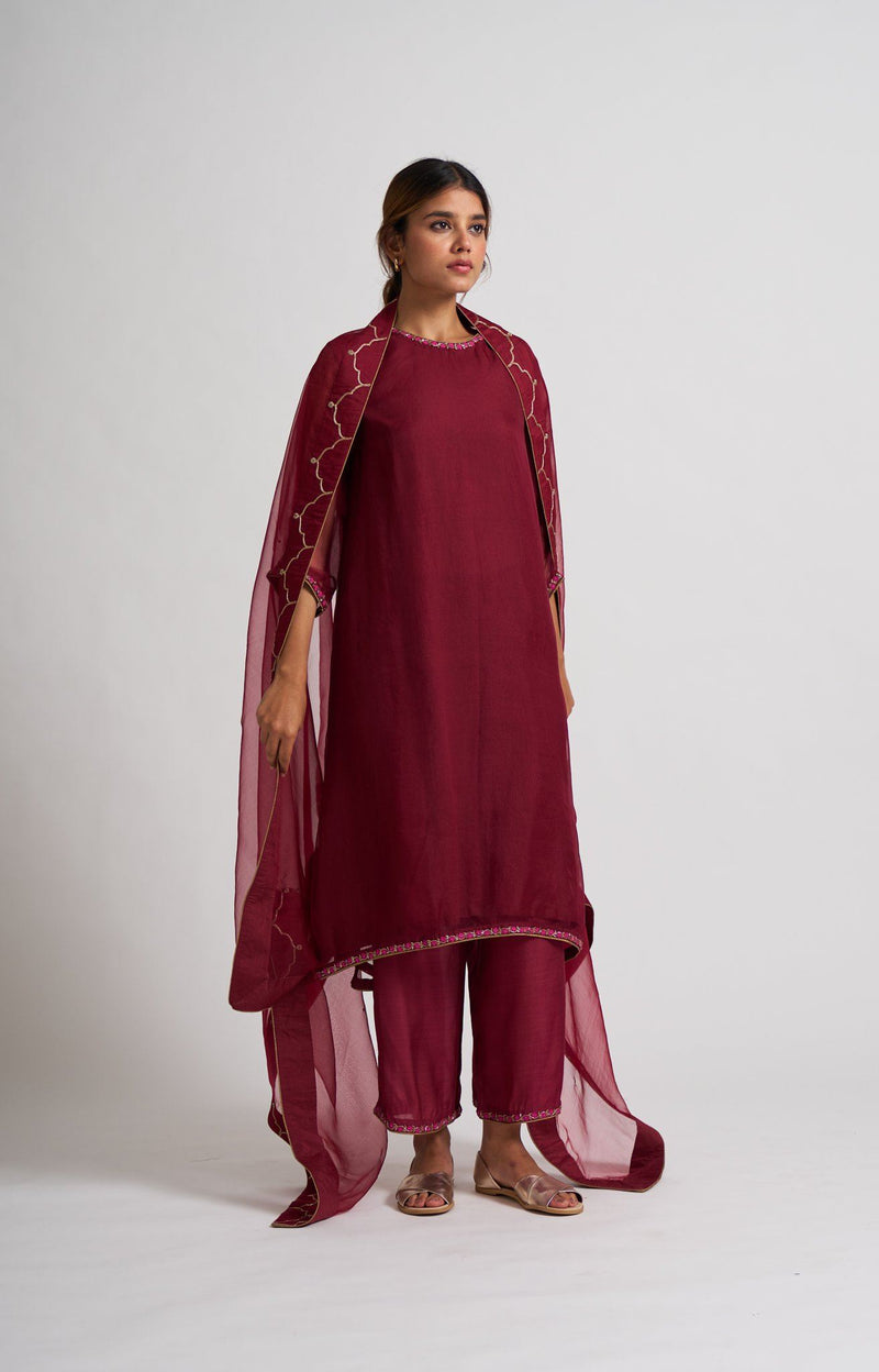 Safeena Maroon Kurta Set Fashion DOT