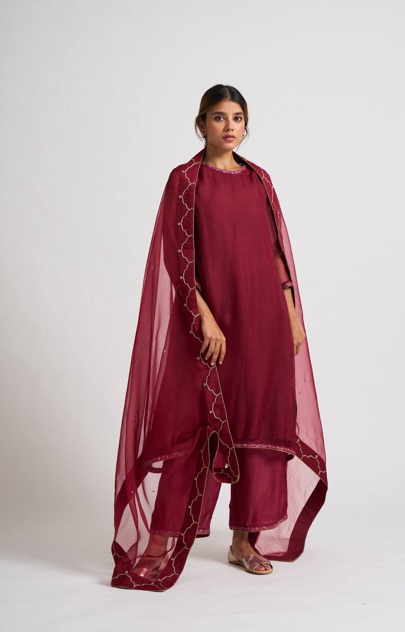 Safeena Maroon Kurta Set Fashion DOT