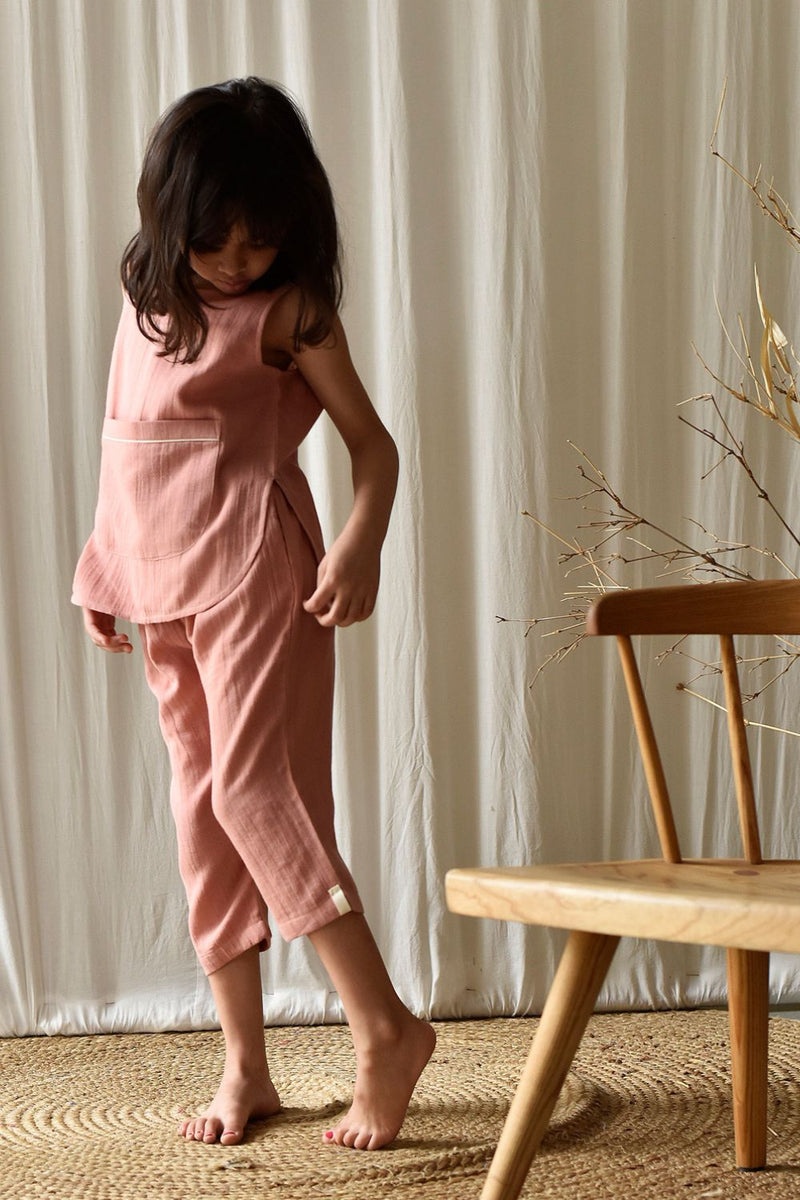 Salmon Co-ord Set Co-ord Set by Khara Kapas Kids for kids in Singapore