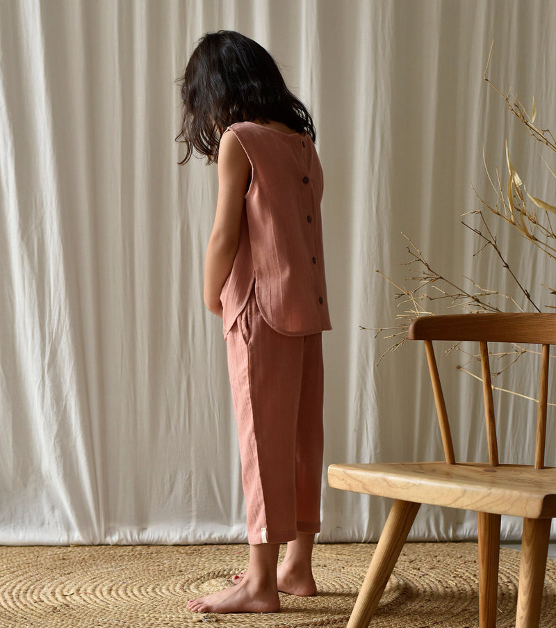 Salmon Co-ord Set Co-ord Set by Khara Kapas Kids for kids in Singapore