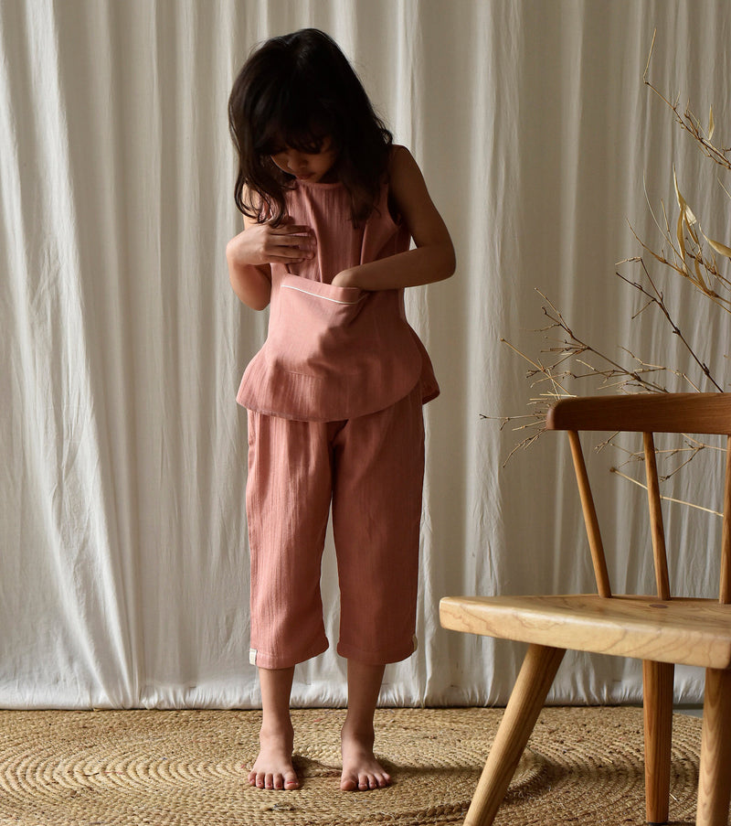 Salmon Co-ord Set Co-ord Set by Khara Kapas Kids for kids in Singapore