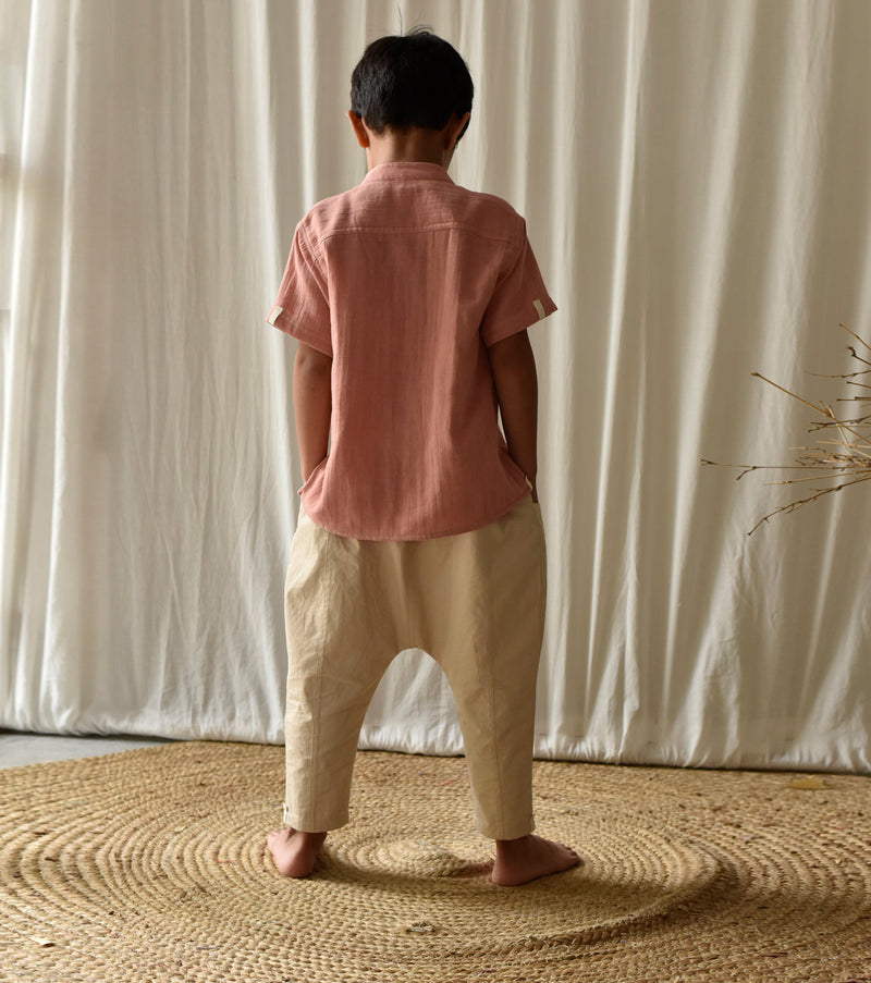 Salmon Pink Shirt by Khara Kapas Kids for kids in Singapore
