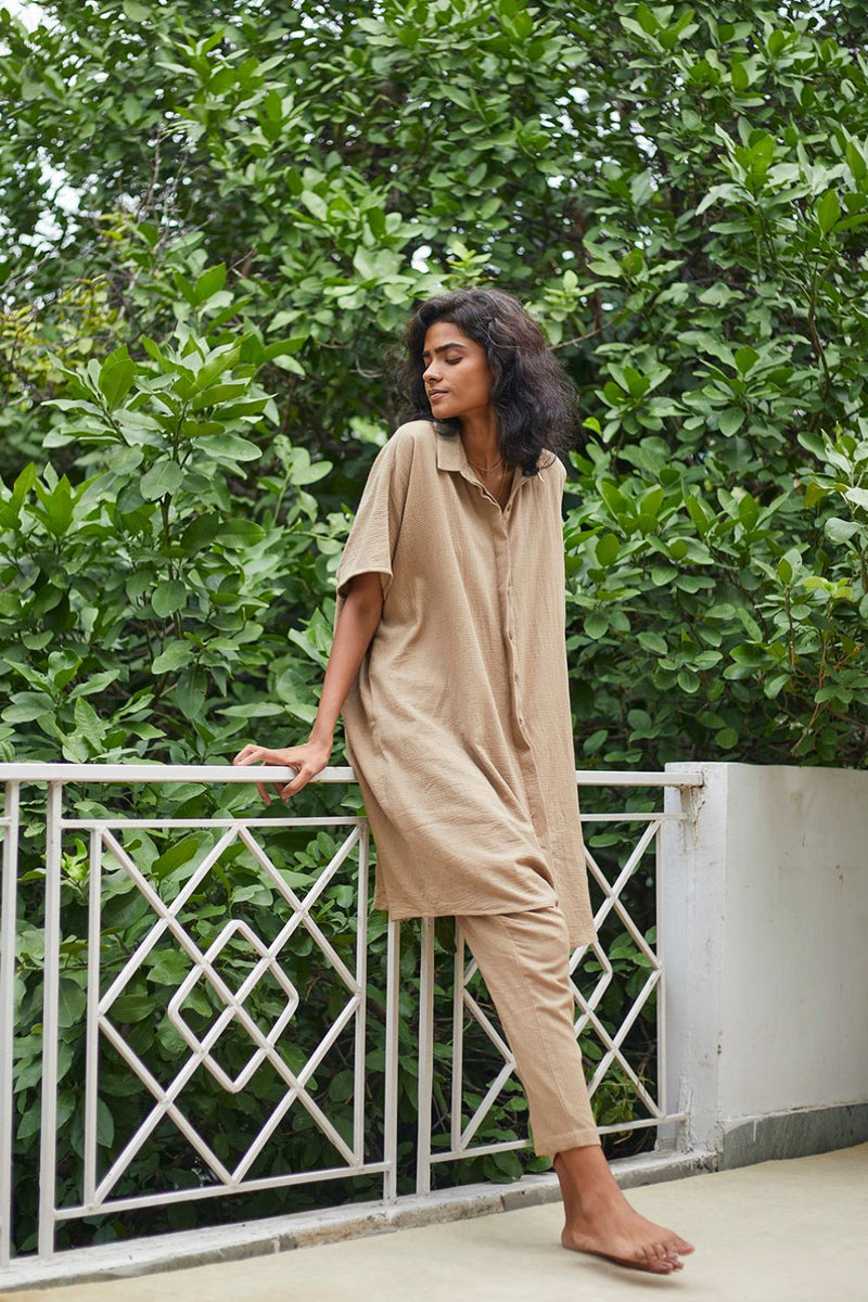Sand Co-ord Set Co-ord Set,Lounge Wear by Khara Kapas for women in Singapore