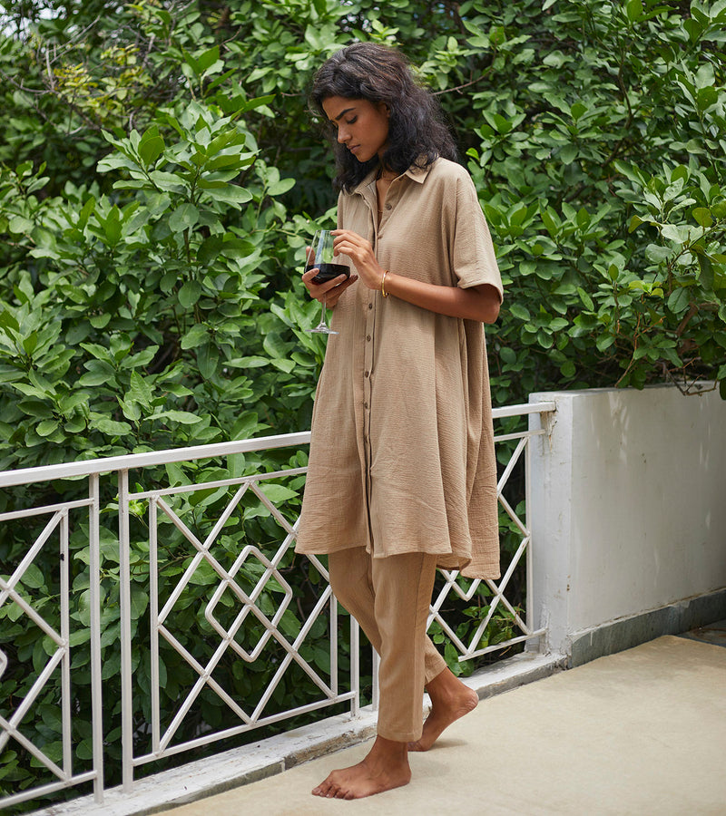 Sand Co-ord Set Co-ord Set,Lounge Wear by Khara Kapas for women in Singapore
