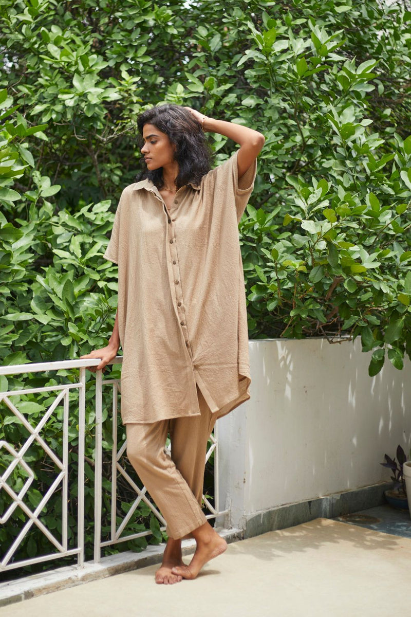 Sand Co-ord Set Co-ord Set,Lounge Wear by Khara Kapas for women in Singapore