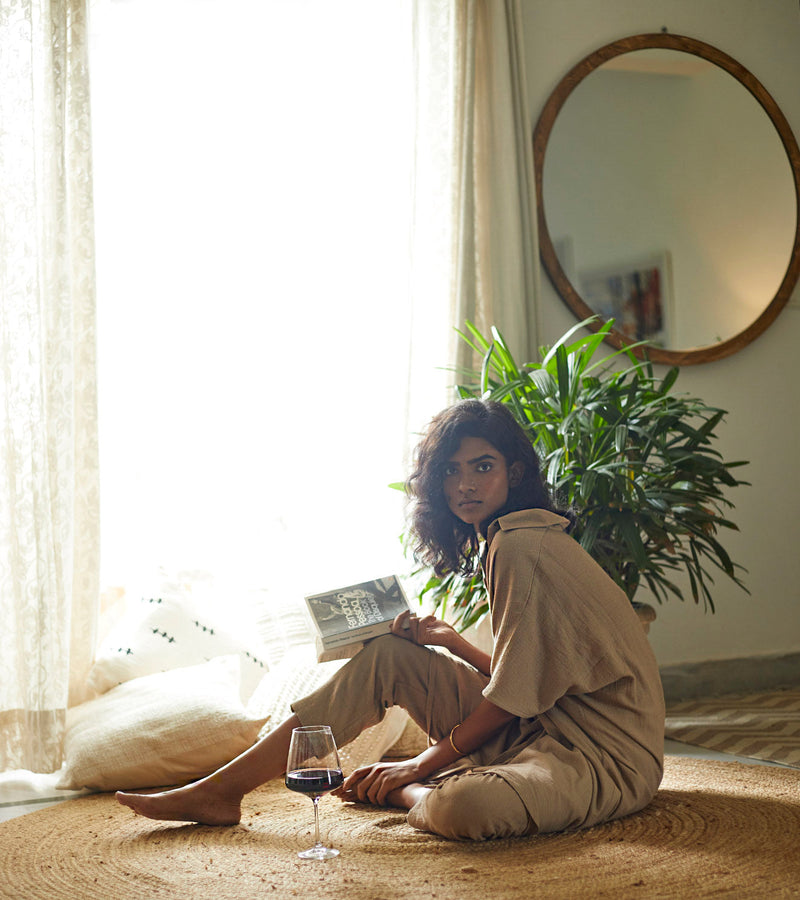 Sand Co-ord Set Co-ord Set,Lounge Wear by Khara Kapas for women in Singapore